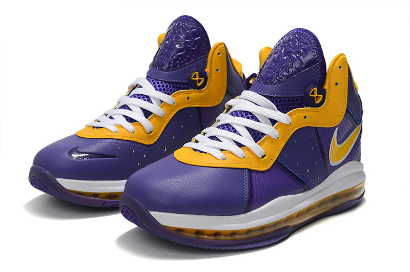 2022 Nike LeBron James IX Lakers Purple Yellow White Shoes - Click Image to Close